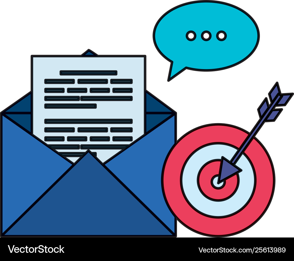 Envelope mail with speech bubble and target Envelope mail with speech bubble and target Vector Image