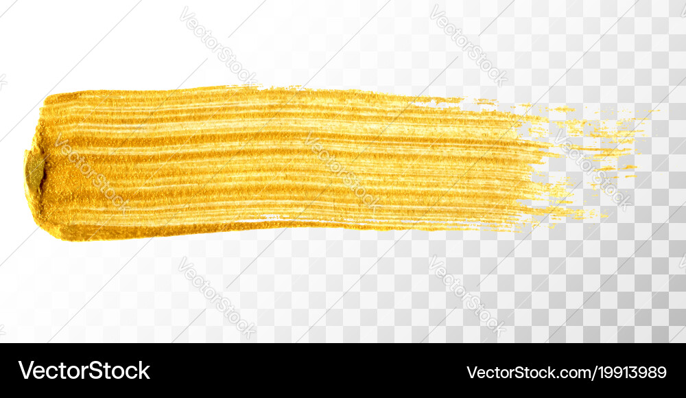 Gold hand drawn paint brush stroke isolated Vector Image