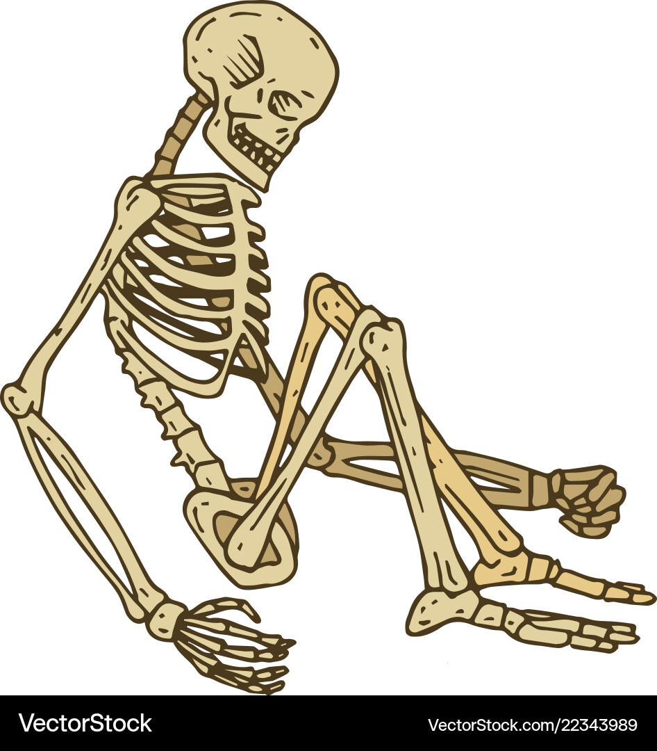 Isolated sitting skeleton Isolated sitting skeleton vector image