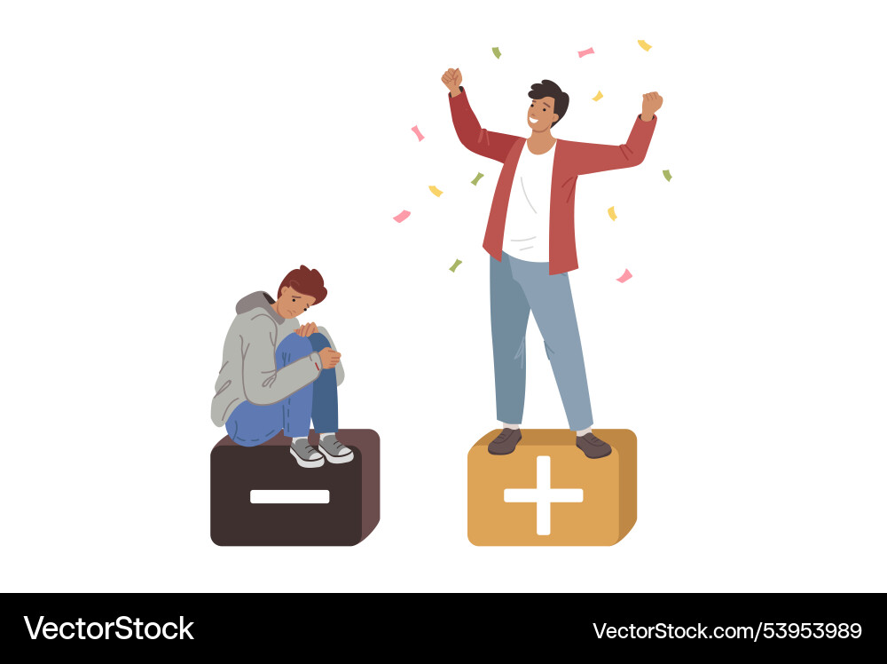 Man achieves success through positive thinking Man achieves success through positive thinking vector image