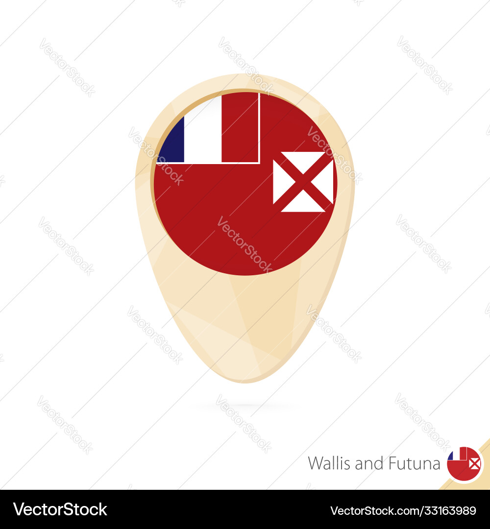 Map pointer with flag wallis and futuna orange vector image