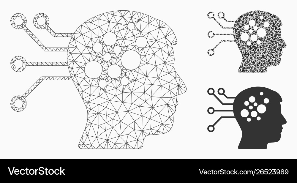 Neural computer links mesh carcass model Neural computer links mesh carcass model vector image