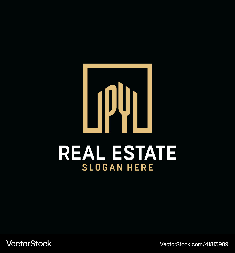 Py initial monogram logo design with square shape Py initial monogram logo design with square shape Vector Image