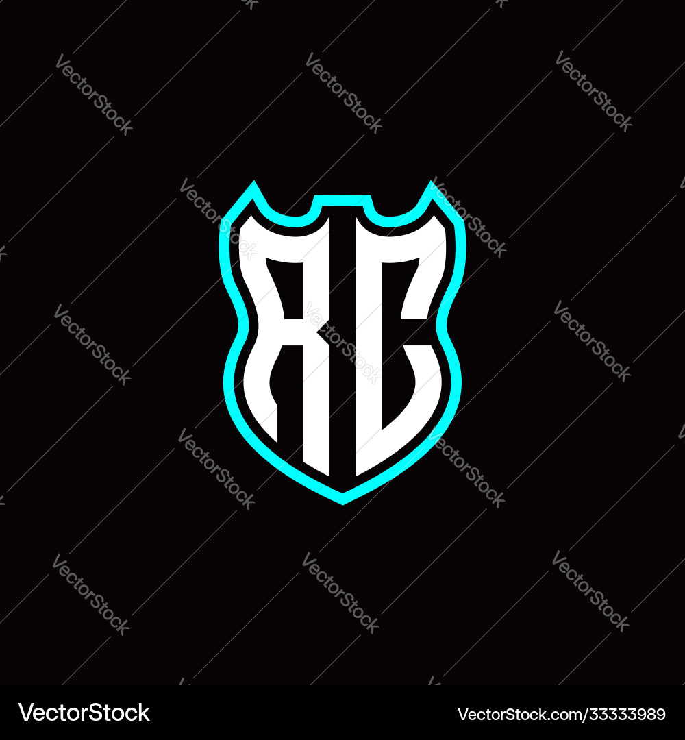 R c initial logo design with shield shape vector image