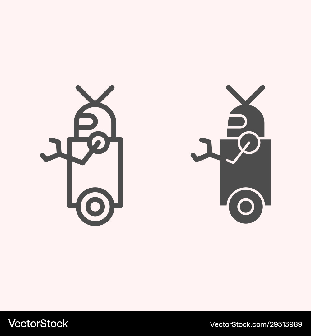 Robot line and glyph icon artificial intelligence Robot line and glyph icon artificial intelligence vector image
