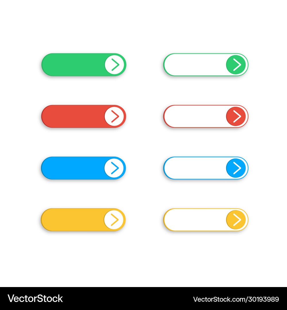Set buttons with arrows in flat design vector image