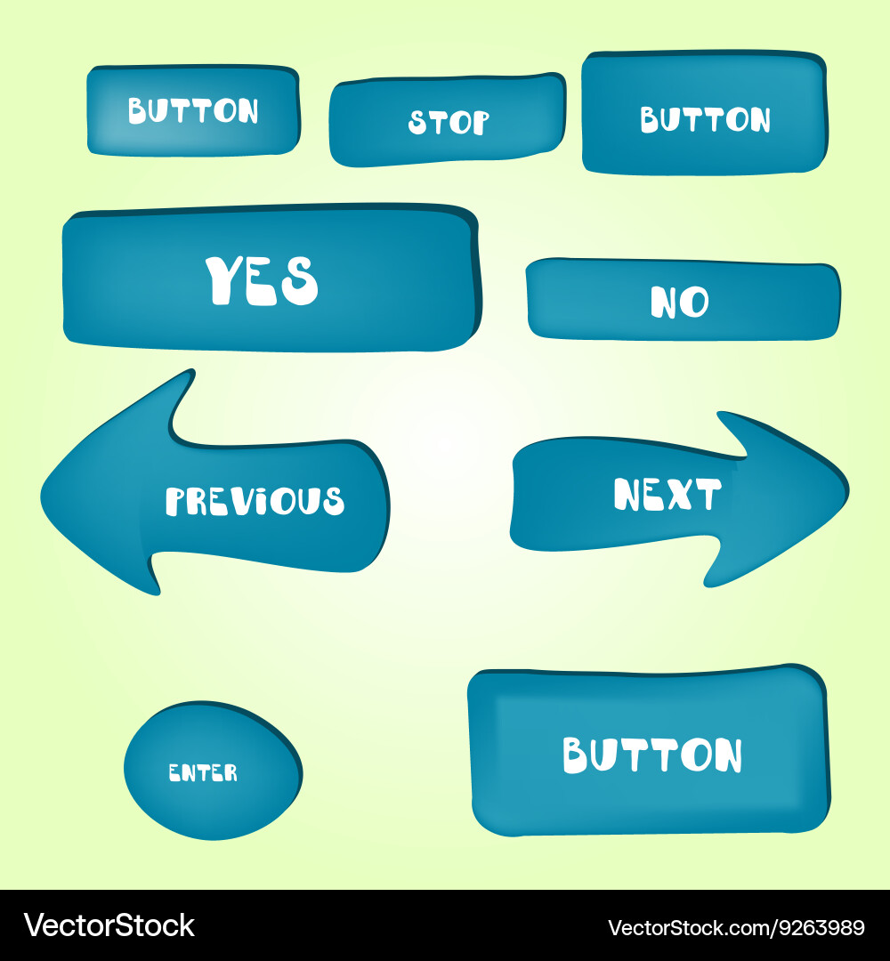 Set of cartoon buttons with different shapes Vector Image
