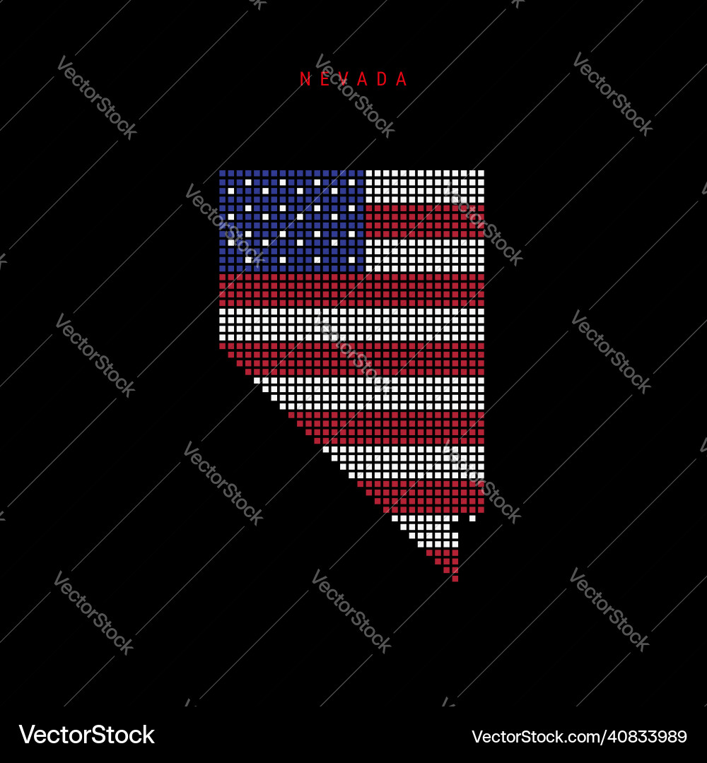 Square dots pattern map of nevada dotted pixel Square dots pattern map of nevada dotted pixel vector image