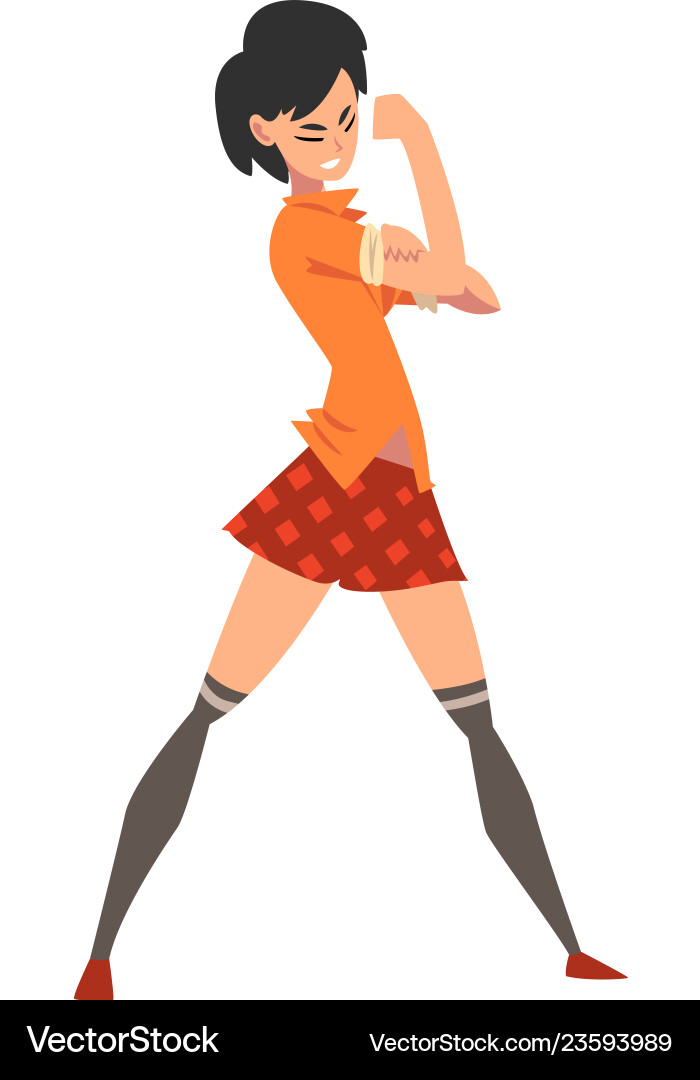 Strong sexy girl showing fist symbol of feminism Strong sexy girl showing fist symbol of feminism vector image