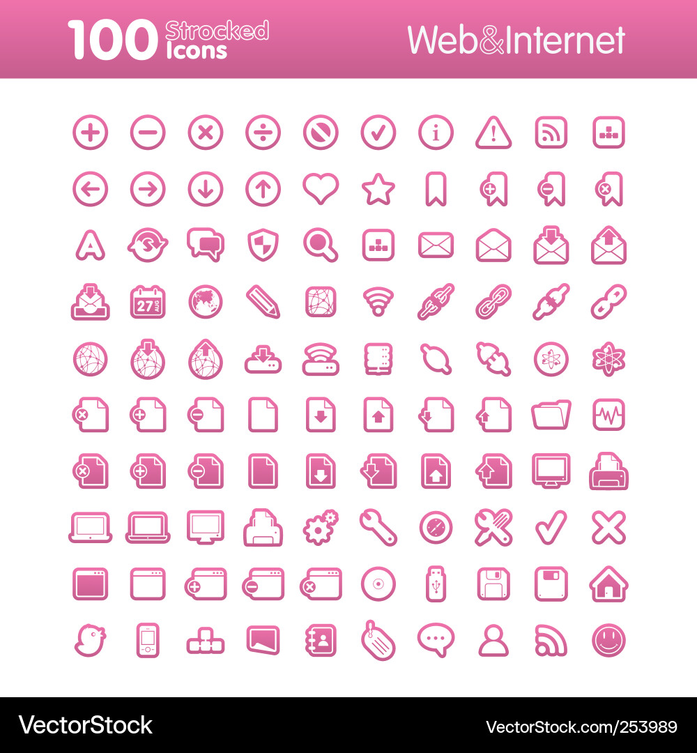 Web & Internet Icon Set - 100 Icons vector image