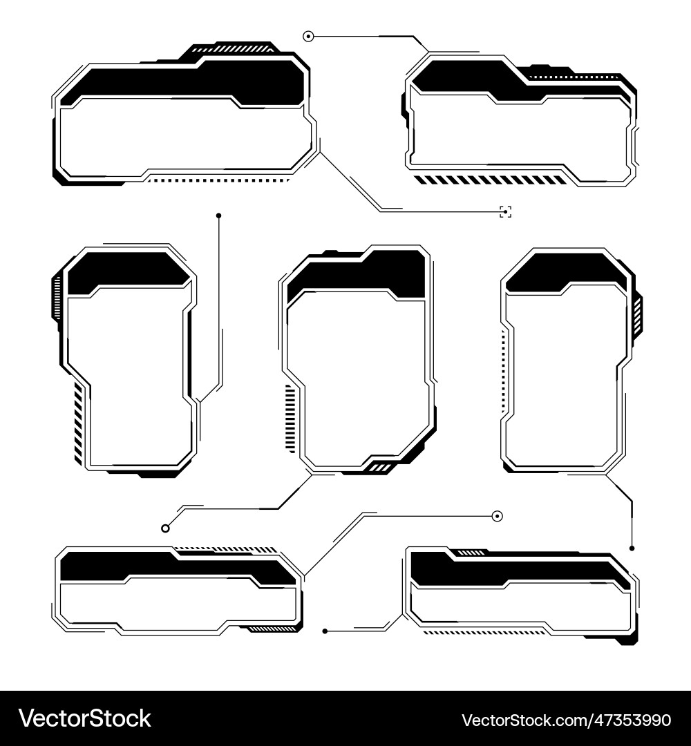 Black futuristic hud or ui elements sci-fi user Black futuristic hud or ui elements sci-fi user vector image