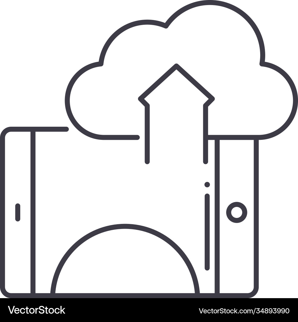 Cloud upload icon linear isolated Cloud upload icon linear isolated vector image