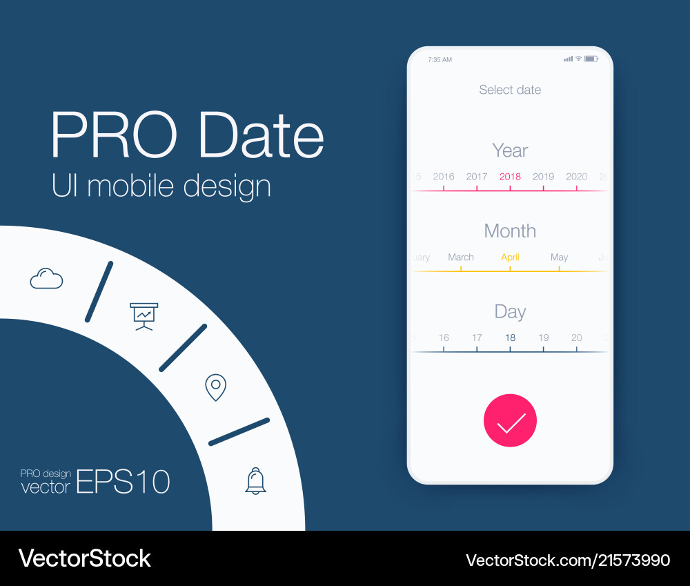 Date application ui design concept stock Date application ui design concept stock Vector Image