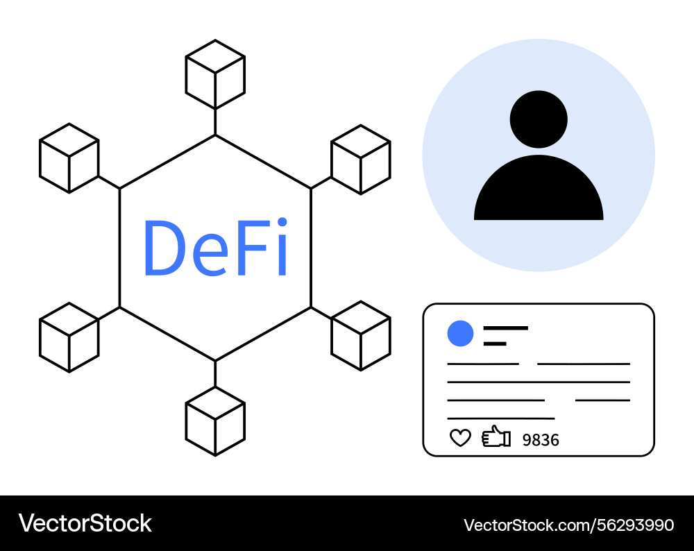 Decentralized finance defi network with blockchain Decentralized finance defi network with blockchain Vector Image