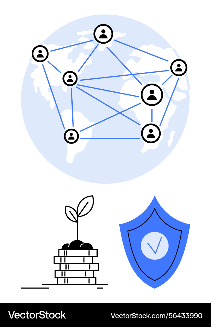 Global networking with growth security Global networking with growth security Vector Image