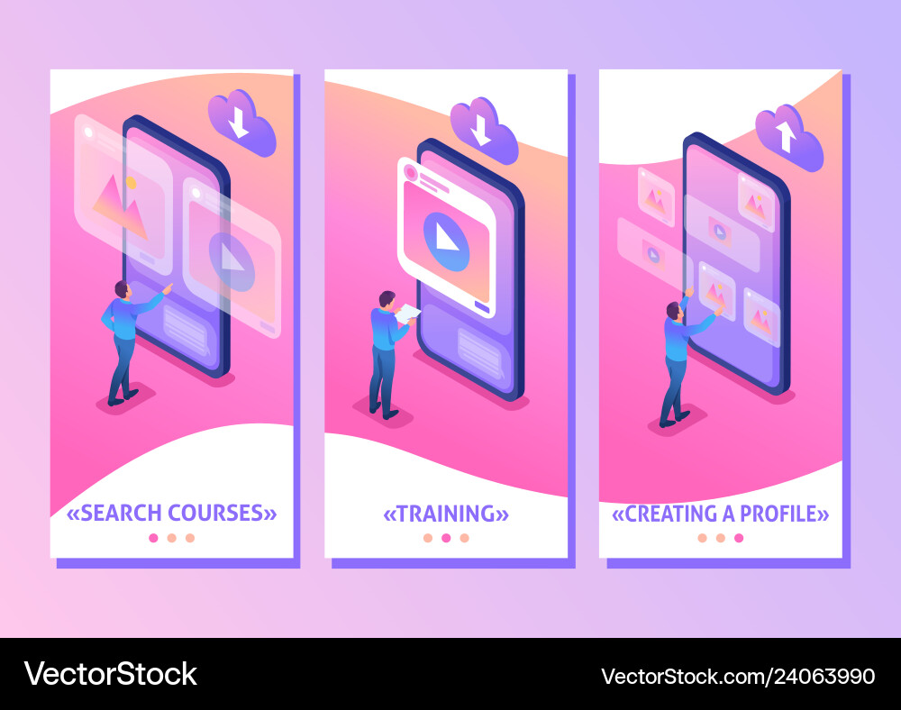 Isometric content creation for social networks Vector Image
