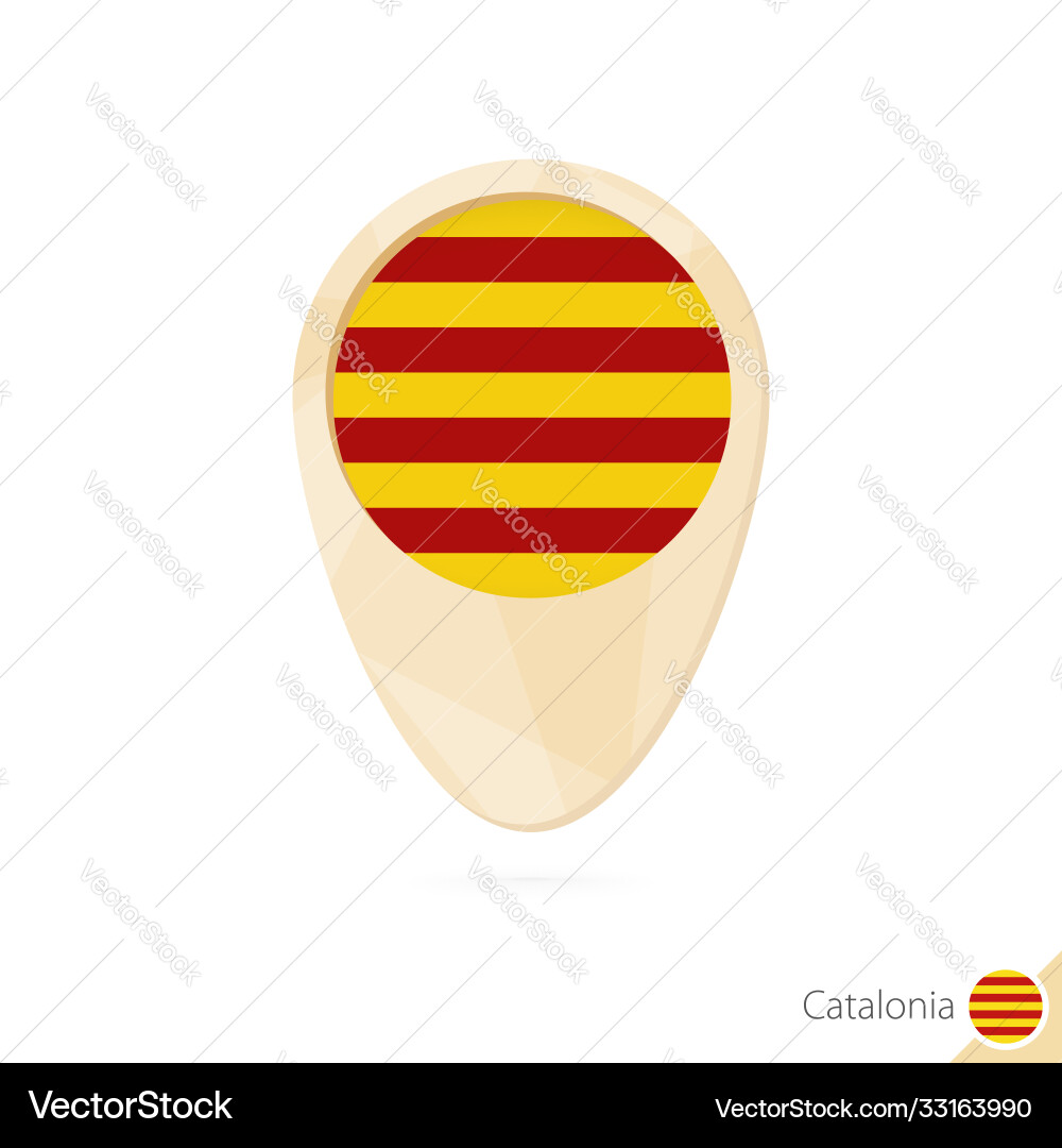 Map pointer with flag catalonia orange vector image