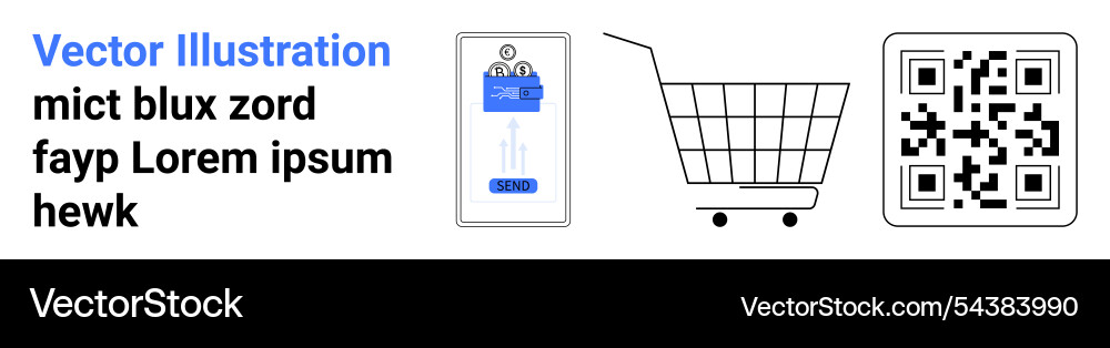 Mobile shopping transaction with qr code Mobile shopping transaction with qr code vector image