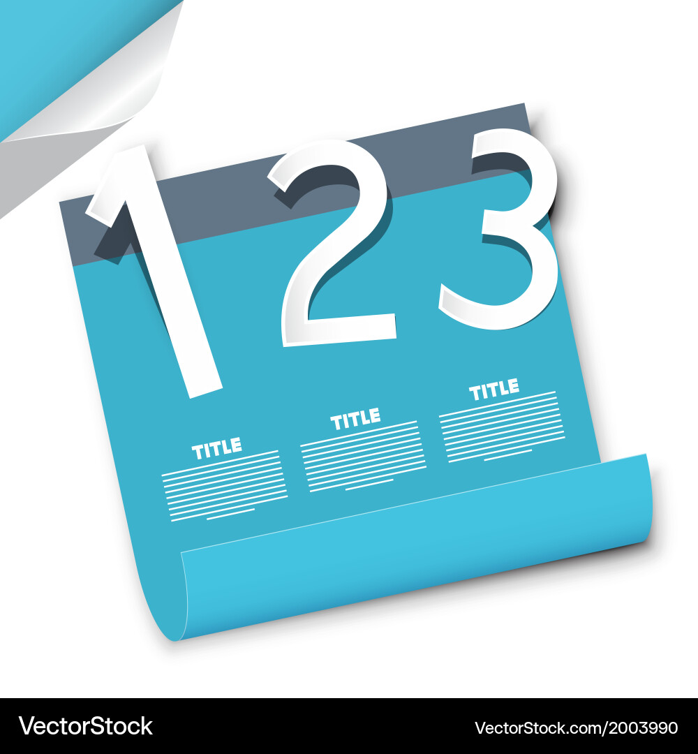 One two three paper progress steps for tutorial Vector Image