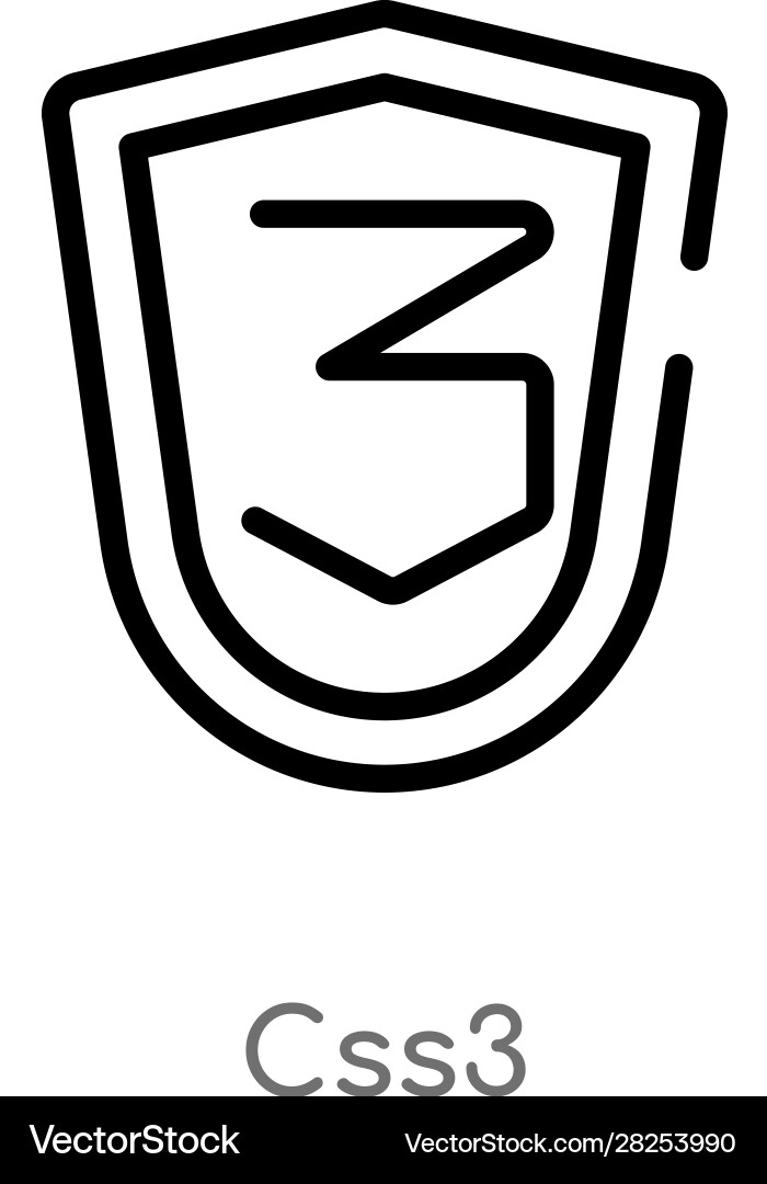Outline css3 icon isolated black simple line vector image