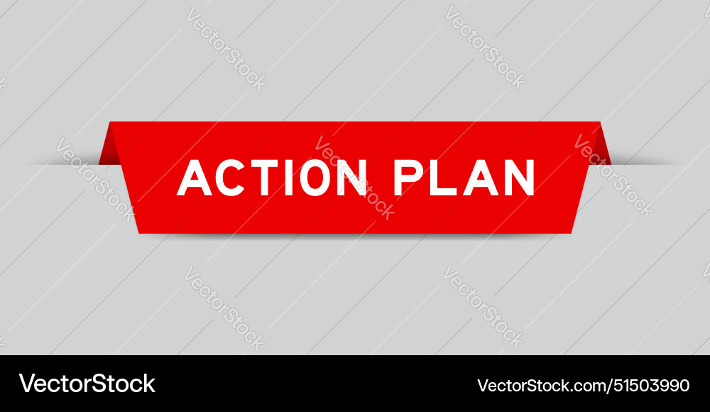 Red color inserted label with word action plan Vector Image