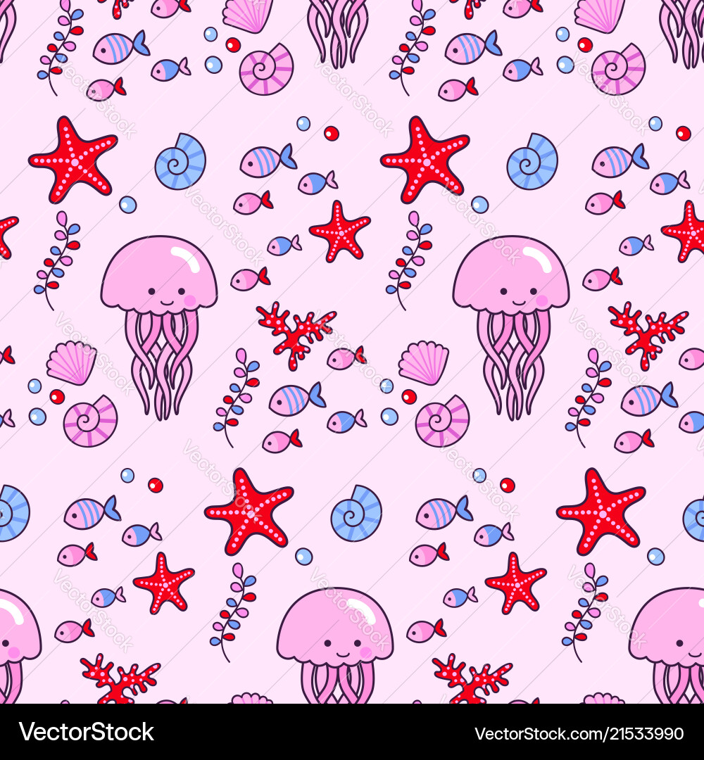 Seamless pattern with sea elements Seamless pattern with sea elements vector image
