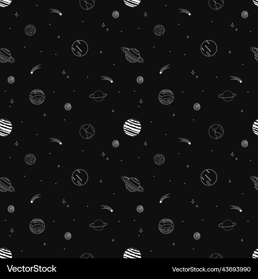 Seamless pattern with space elements planets Seamless pattern with space elements planets vector image