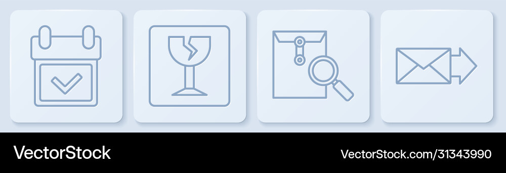 Set line calendar with check mark envelope vector image