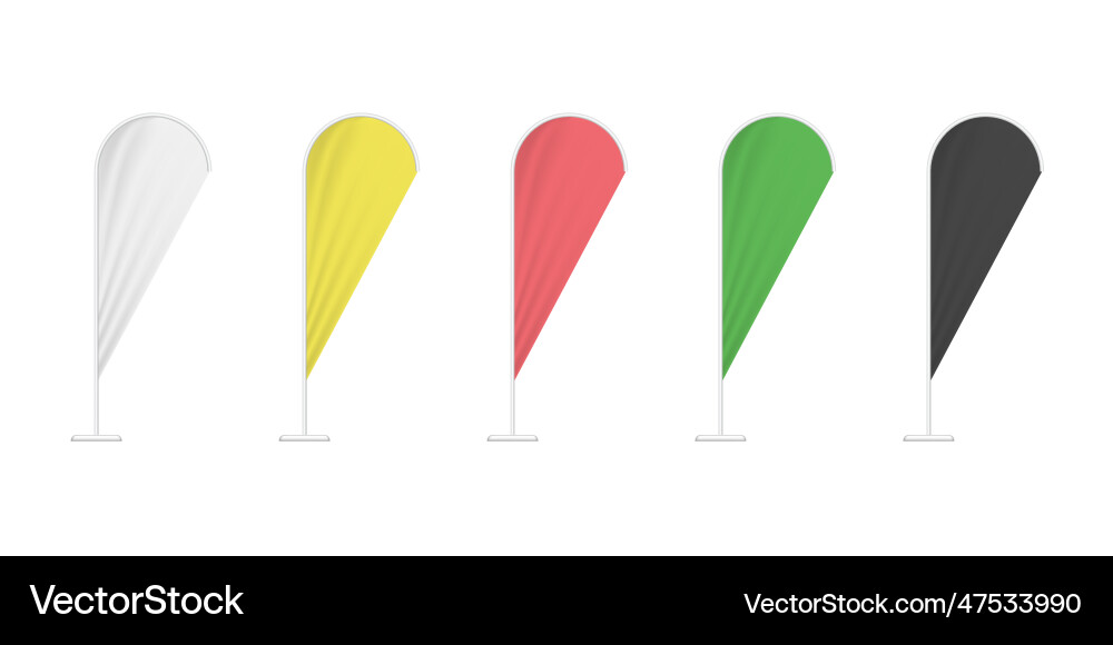 Set of multicolor teardrop flags flag mock vector image