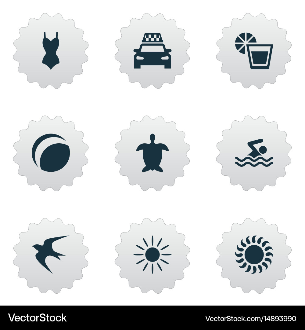 Set of simple seaside icons Vector Image