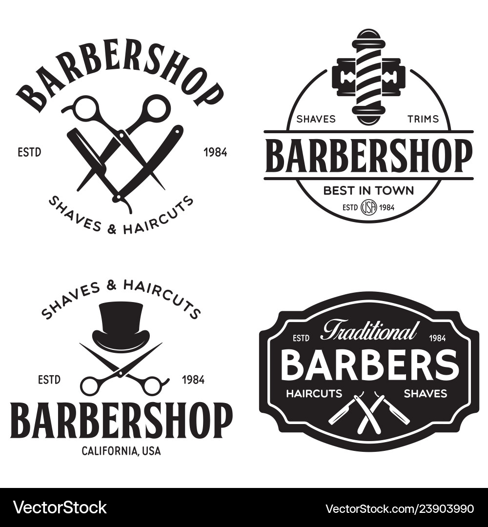 Set vintage barbershop labels templates vector image