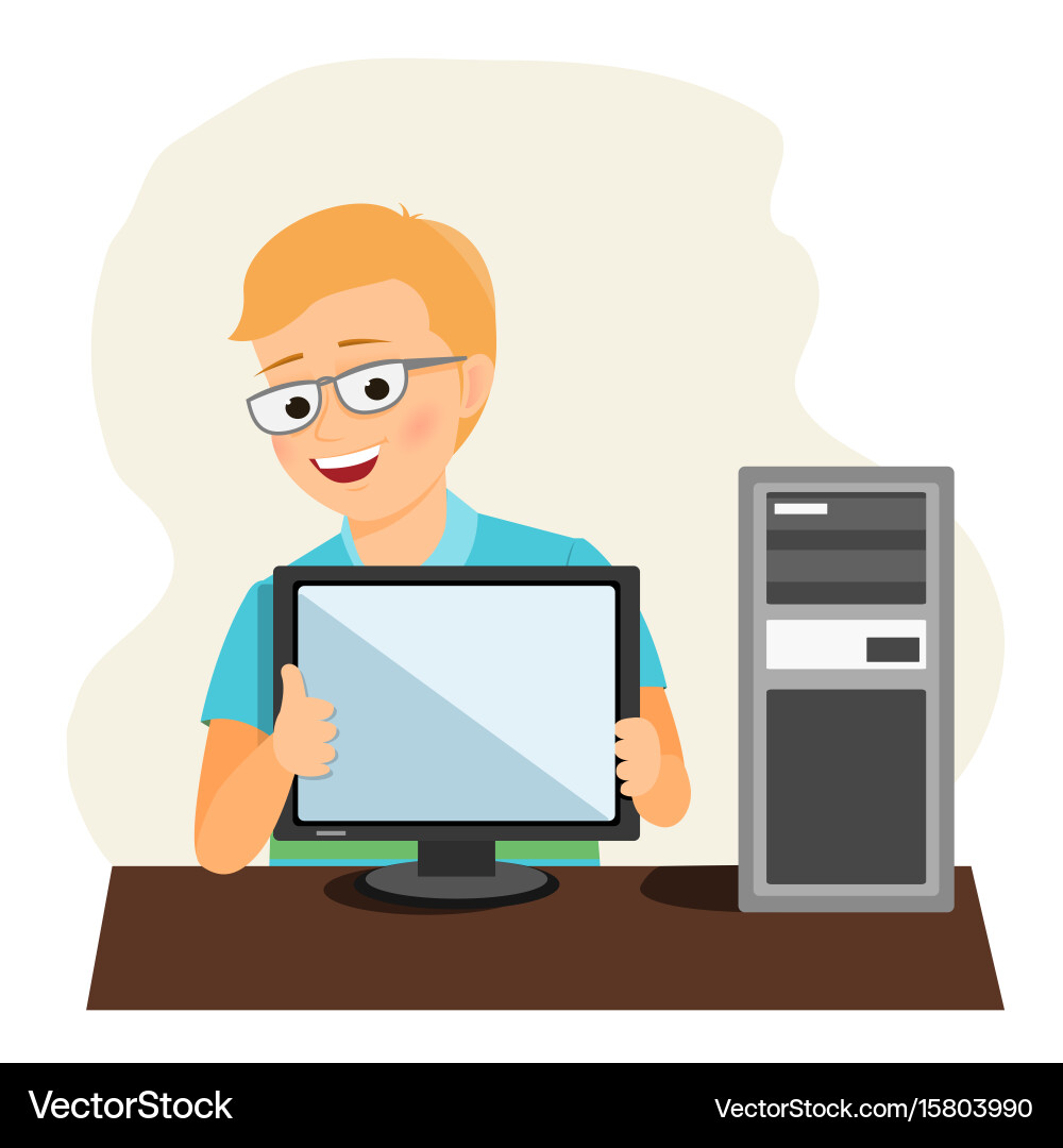 Smiling Programmer Thumbs Up vector image