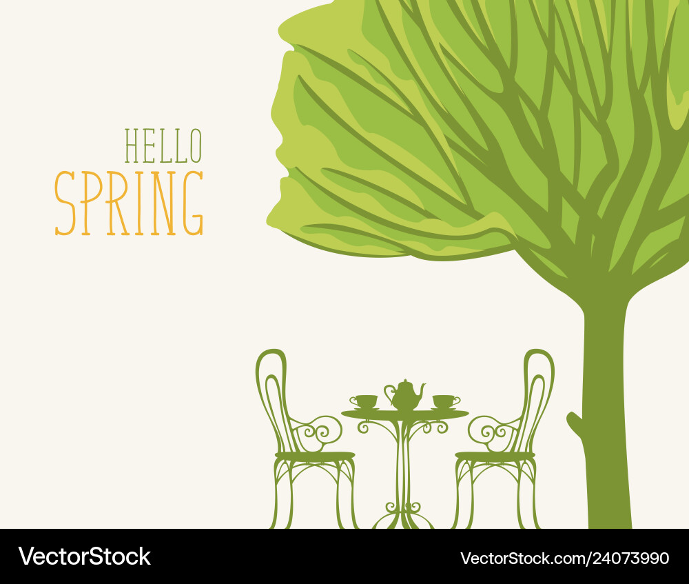 Spring Cafe Scene with Tree vector image