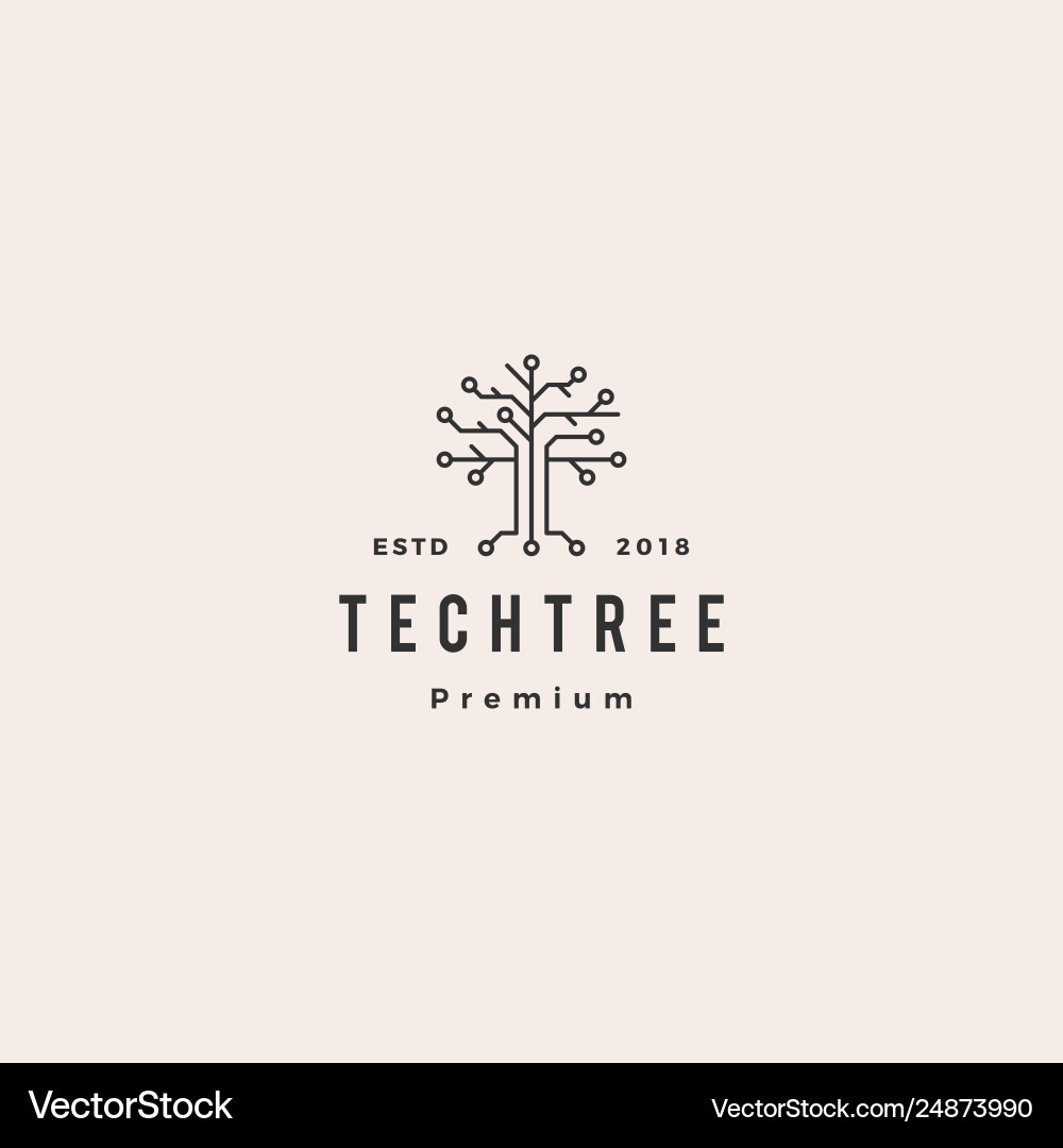 Tech Circuit Tree Logo Vector Image