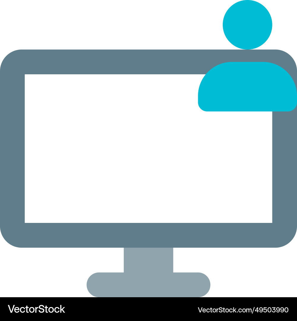 User actively utilizing the monitor for tasks vector image