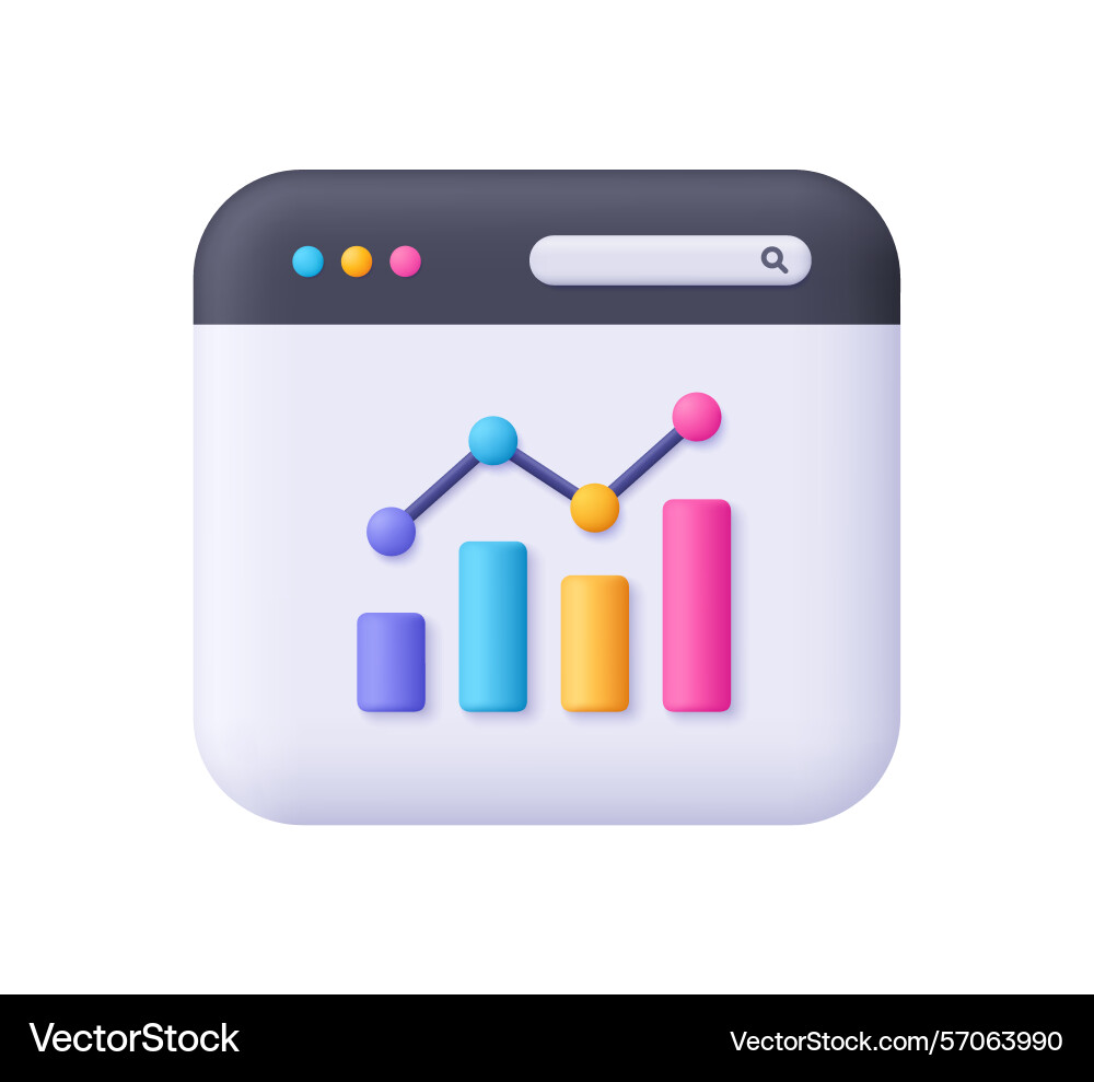 Web page and growth bar chart with columns Web page and growth bar chart with columns Vector Image