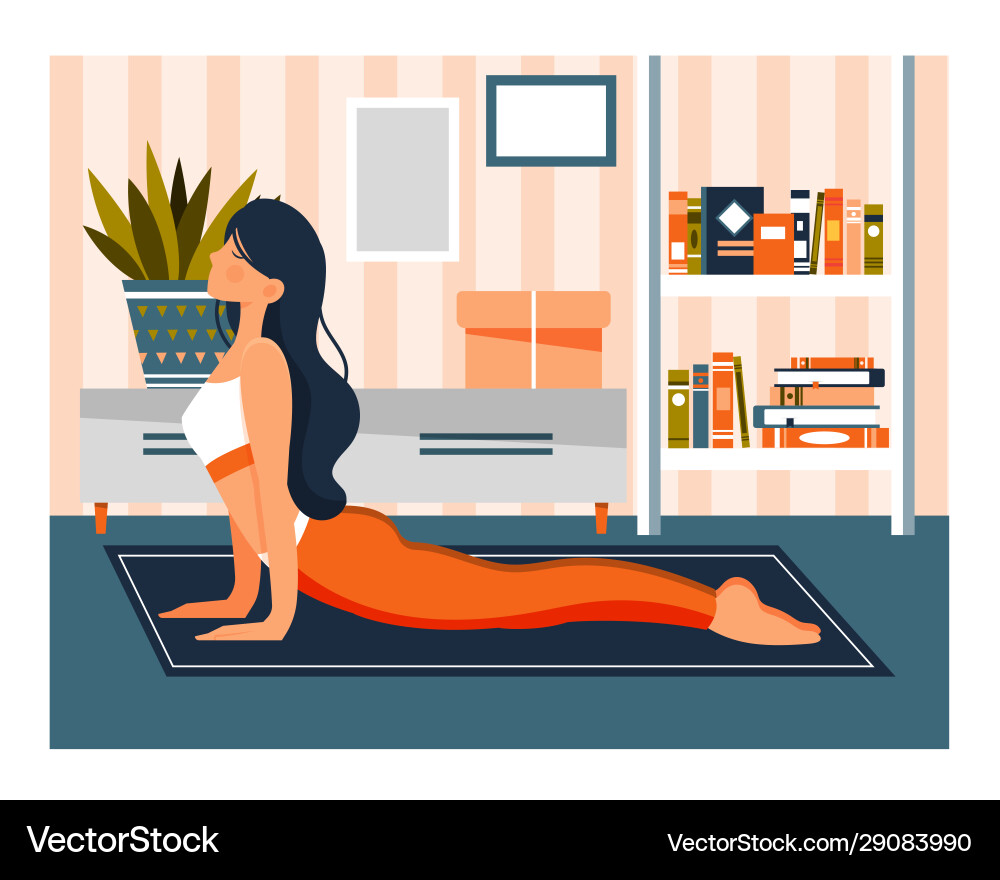 Young woman working out doing exercises at home Young woman working out doing exercises at home vector image