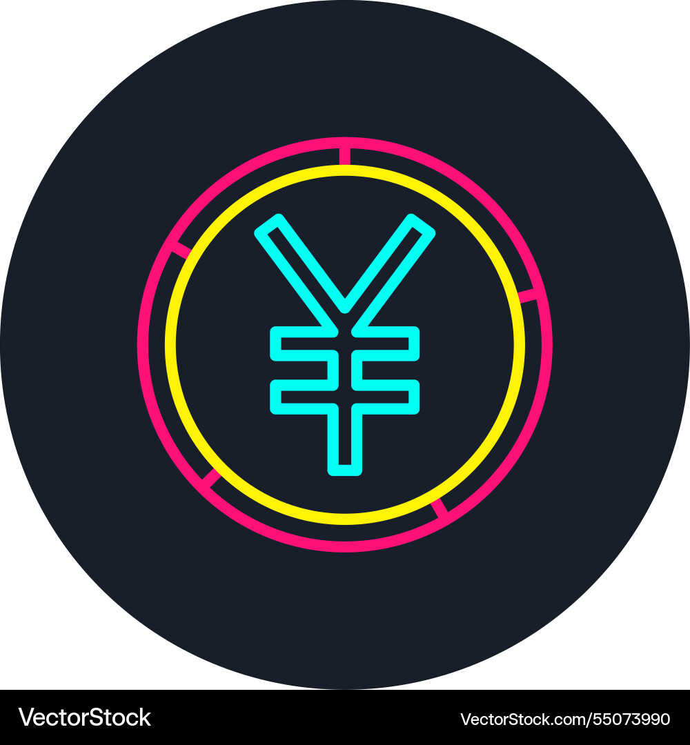 Yuan line multi color icon Vector Image