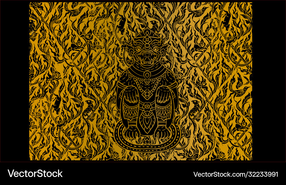 Animal in thai traditional tattoo Animal in thai traditional tattoo vector image
