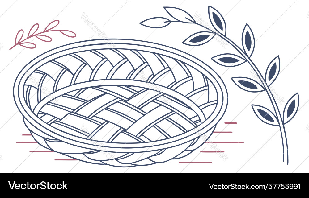 Basket with branches woven pattern design Vector Image