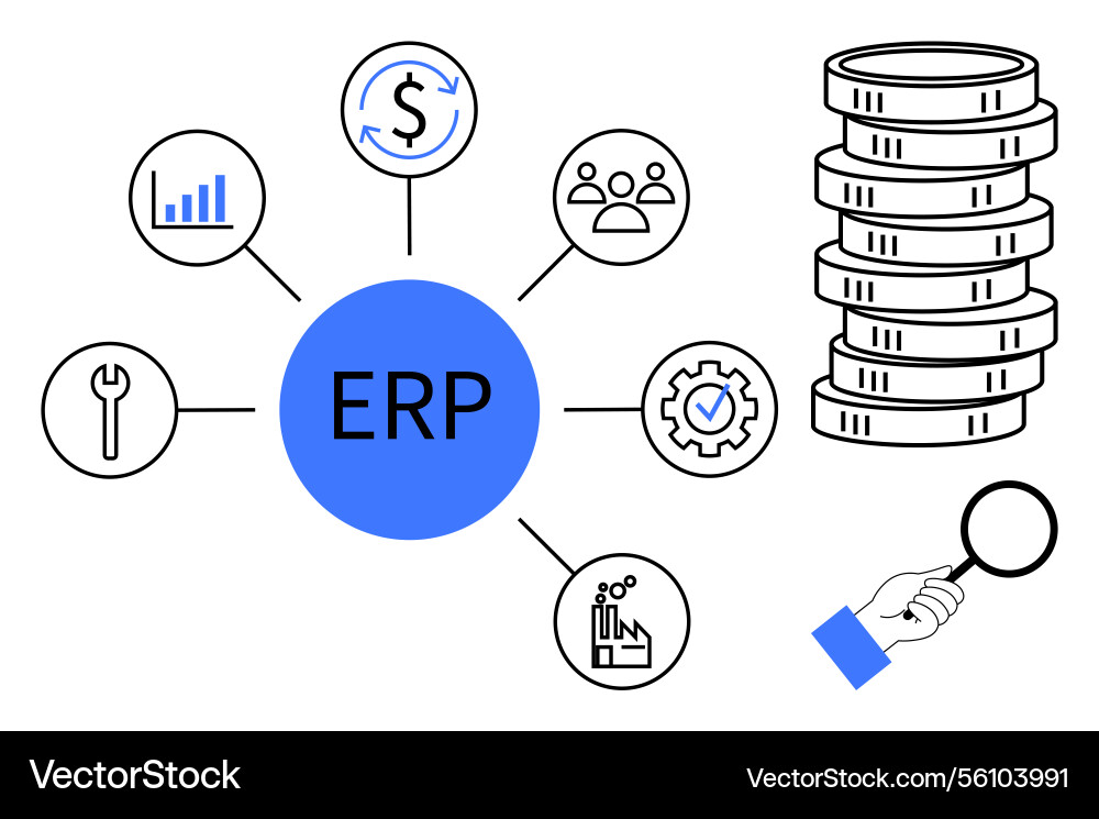Erp system structure with interconnected elements Erp system structure with interconnected elements vector image