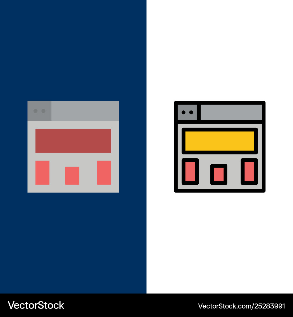 Graphics design layout icons flat and line filled Graphics design layout icons flat and line filled Vector Image