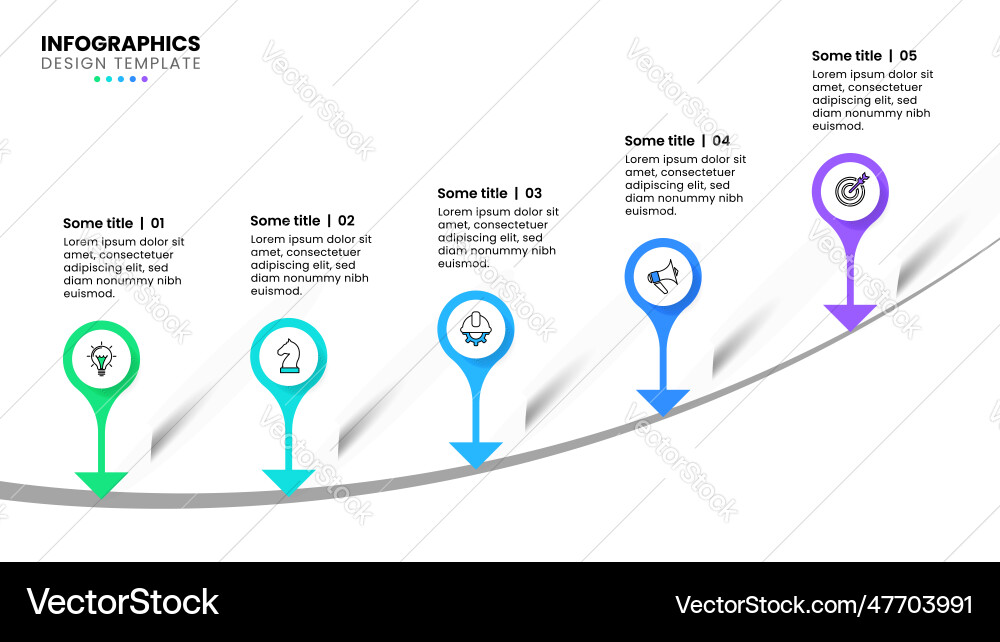Infographic template 5 points on a line with icons Infographic template 5 points on a line with icons Vector Image