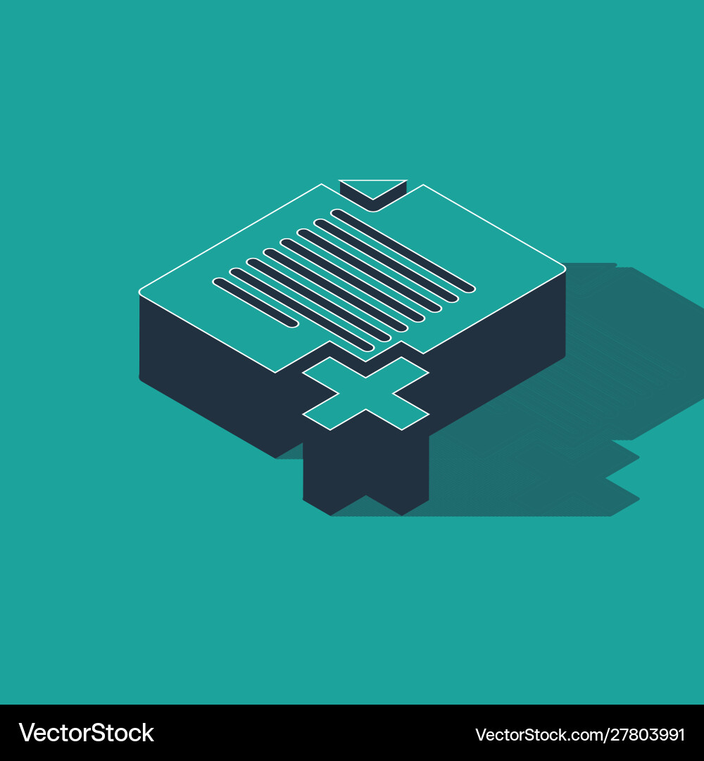 Isometric add new file icon isolated on green Isometric add new file icon isolated on green vector image