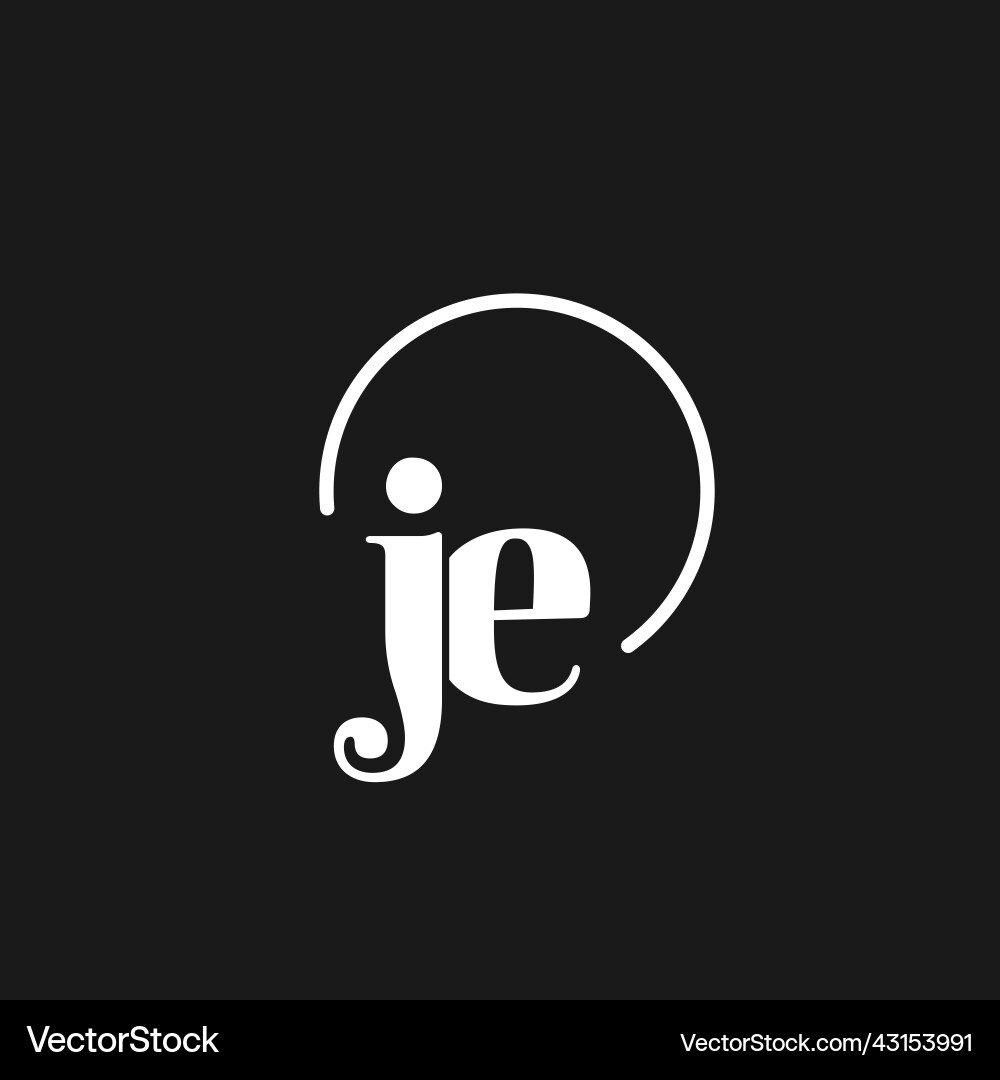 Je logo initials monogram with circular lines vector image