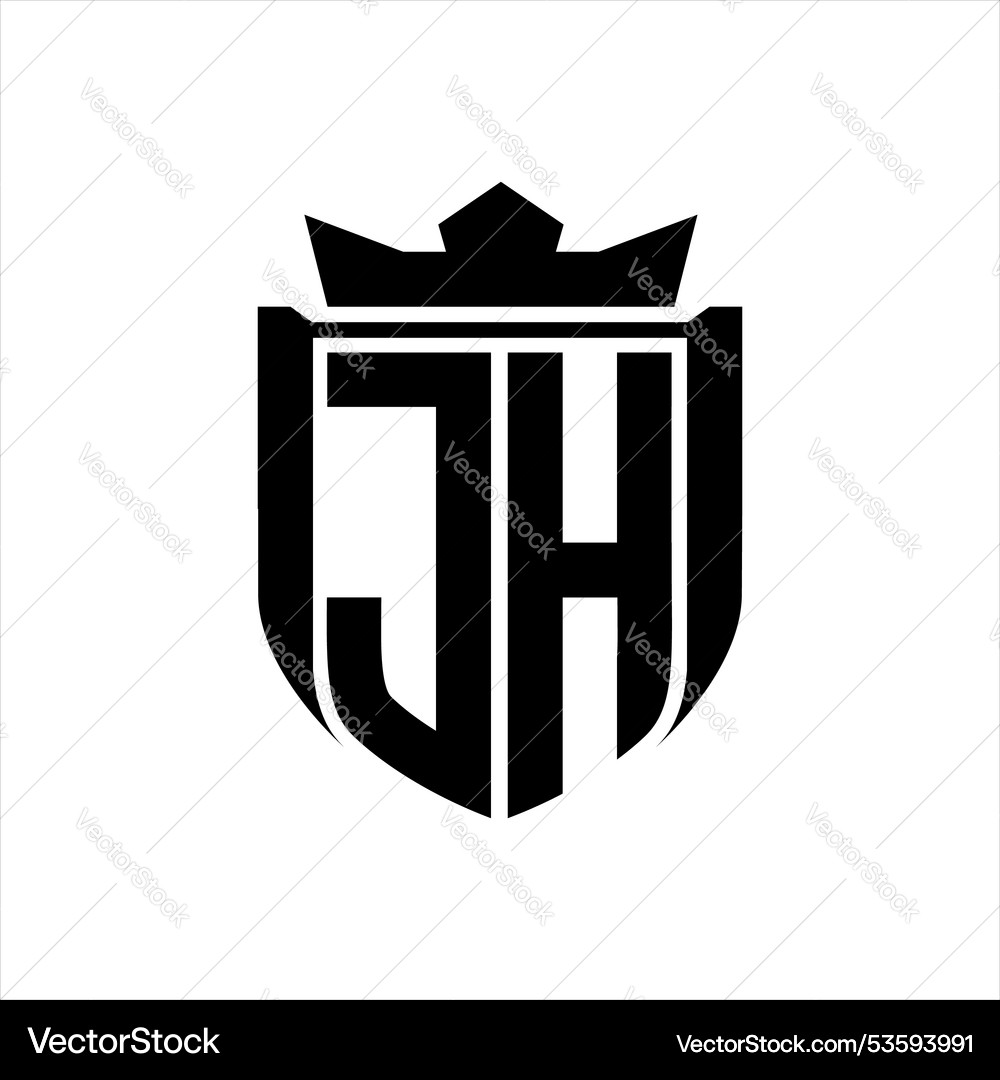 Jh logo with shield shape geeometric crown Vector Image