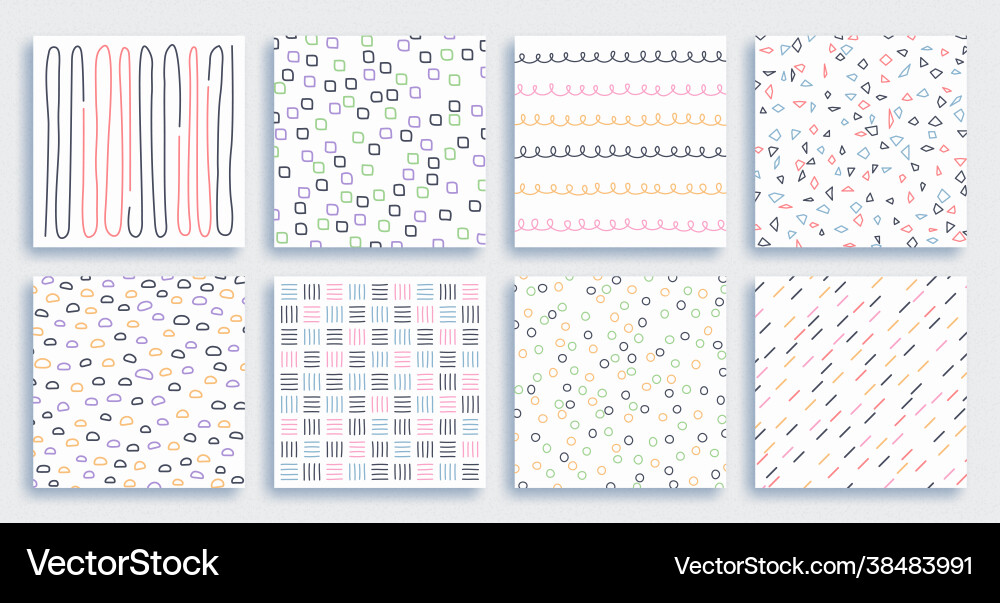 Multicolored minimalist patterns Multicolored minimalist patterns vector image