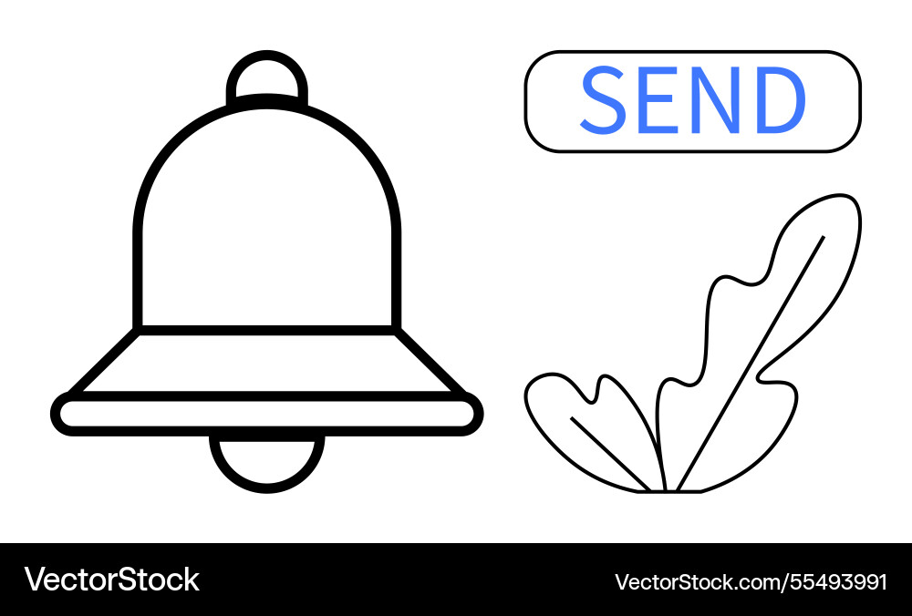 Notification bell send button and leaf elements Notification bell send button and leaf elements vector image