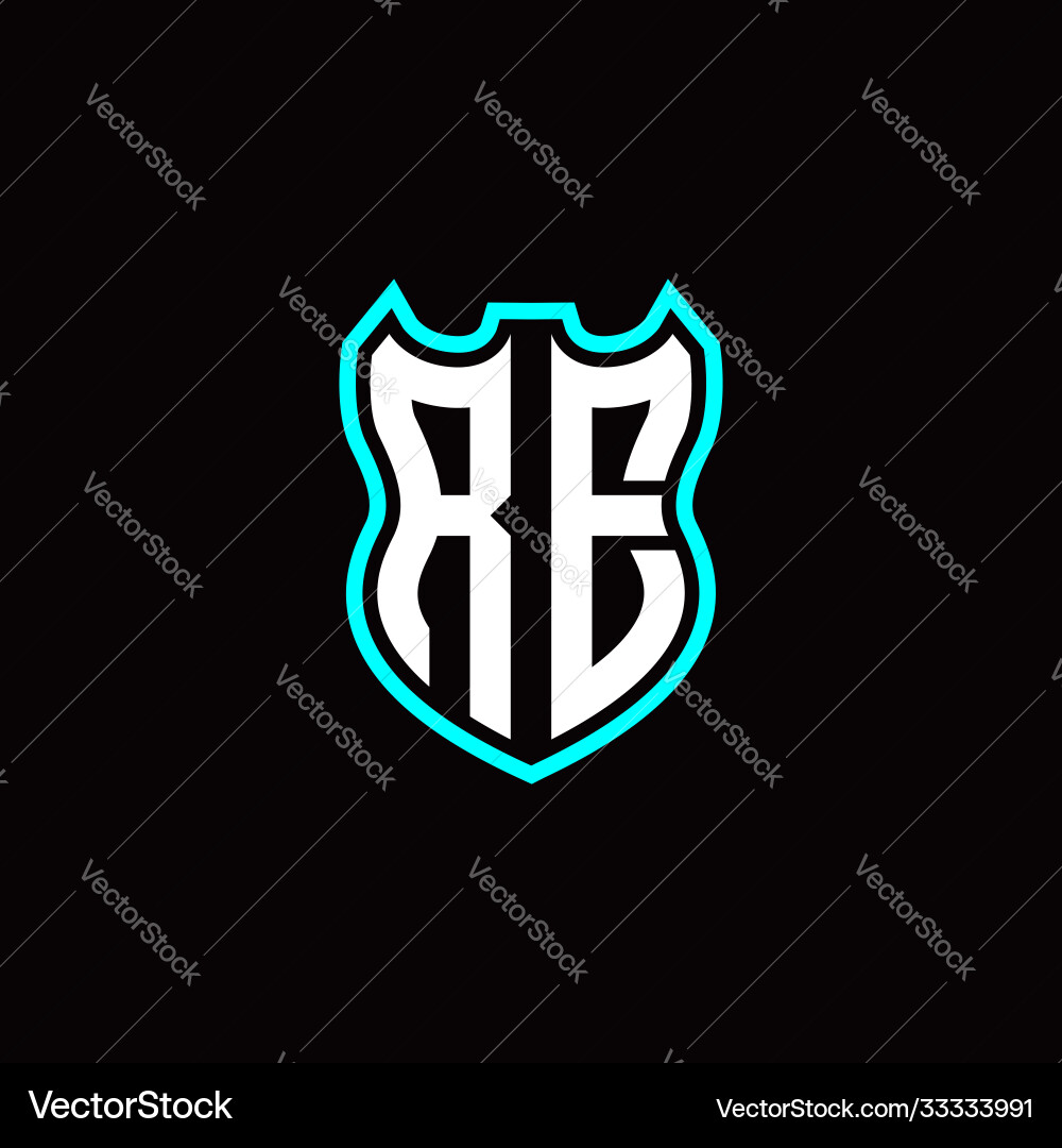 R e initial logo design with shield shape R e initial logo design with shield shape vector image
