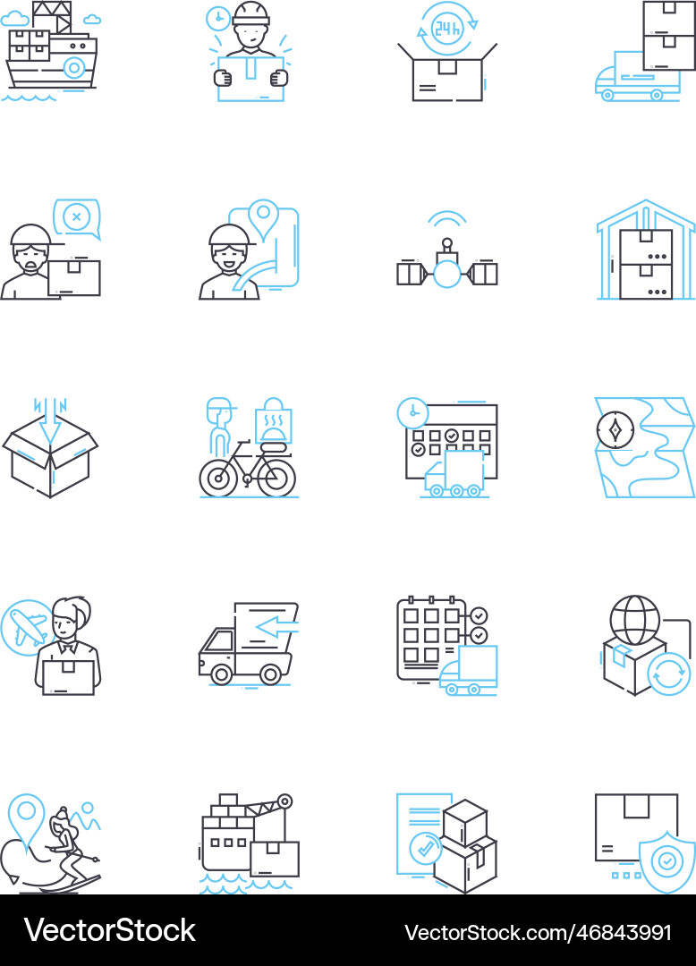 Rapid dispatch linear icons set swift expedient Rapid dispatch linear icons set swift expedient vector image